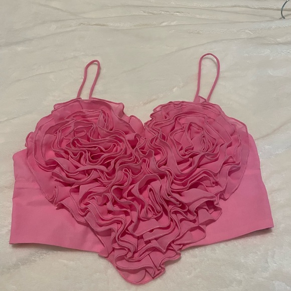 Zara 2014 summer pink heart crop top - Picture 1 of 4